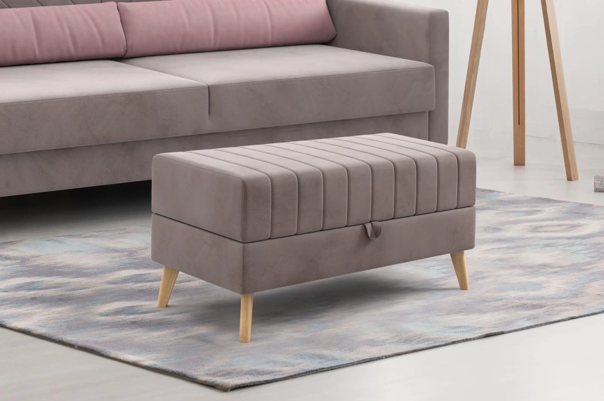 Банкетка Норд, мягкая, с ящиком, ткань альба мокко