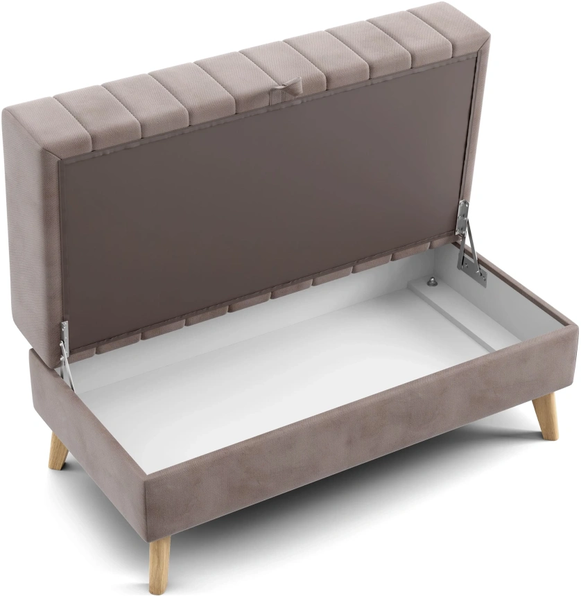 Банкетка Норд, мягкая, с ящиком, ткань альба мокко