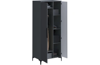 Шкаф двухстворчатый Иадама, графит / графит софт