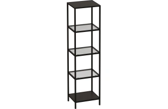 Стеллаж Нора 46, со стеклянными полками, черный