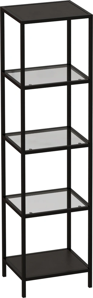 Стеллаж Нора 46, со стеклянными полками, черный