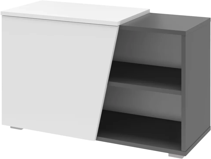 Тумба для обуви Одри, 80x49.6x33.3, Чёрный графит / Белый