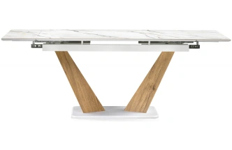 Кухонный стол раздвижной Кели, 140(200), керамика, дуб монтана / белый