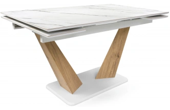 Кухонный стол раздвижной Кели, 140(200), керамика, дуб монтана / белый