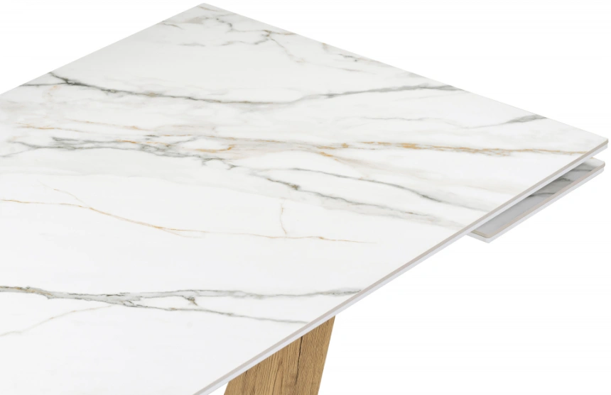 Кухонный стол раздвижной Кели, 140(200), керамика, дуб монтана / белый