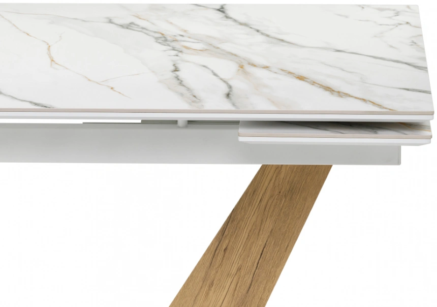 Кухонный стол раздвижной Кели, 140(200), керамика, дуб монтана / белый