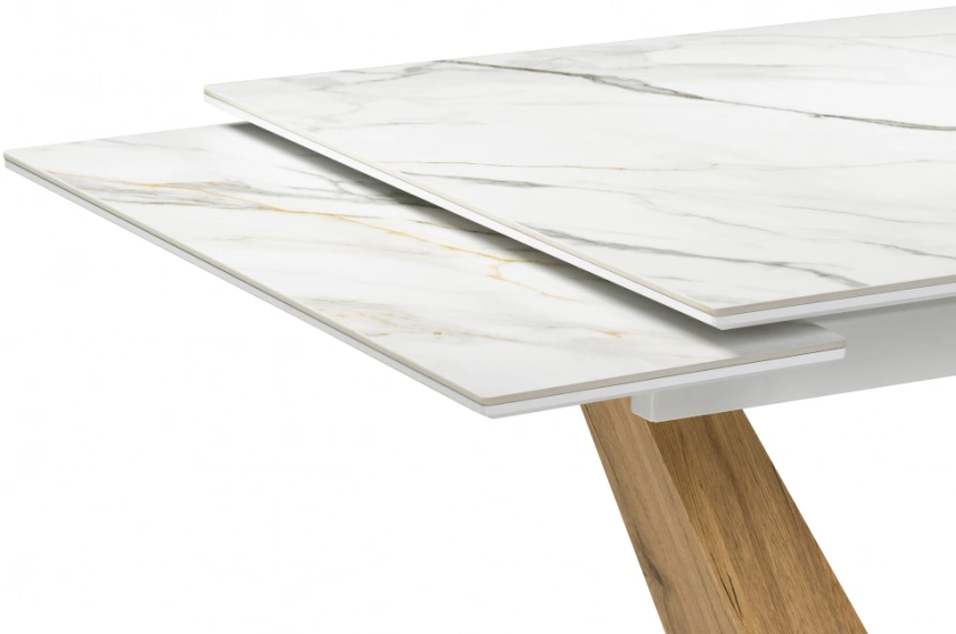 Кухонный стол раздвижной Кели, 140(200), керамика, дуб монтана / белый