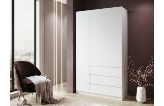 Шкаф трехдверный Мадера, распашной для одежды, лдсп белый