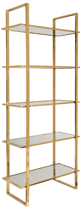 Стеллаж 47ED-00401, со стеклянными полками, золото