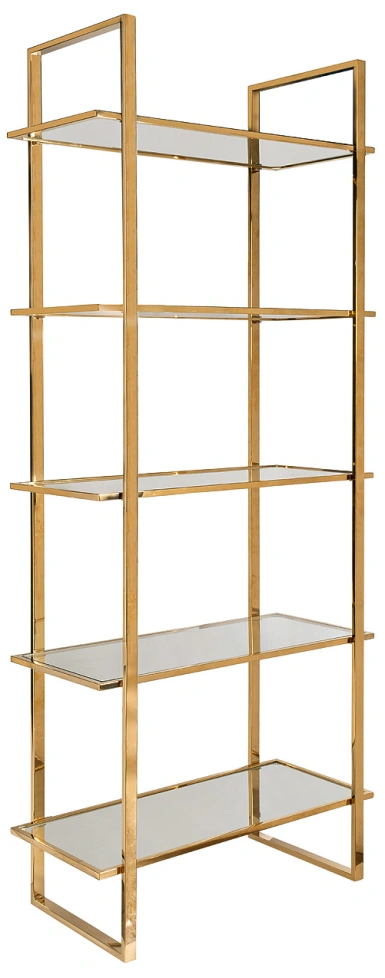 Стеллаж 47ED-00401, со стеклянными полками, золото