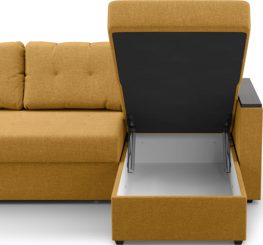 Диван угловой Атланта, модель 110, Savana Plus yellow (соломенный) / венге