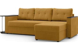 Диван угловой Атланта, модель 110, Savana Plus yellow (соломенный) / венге