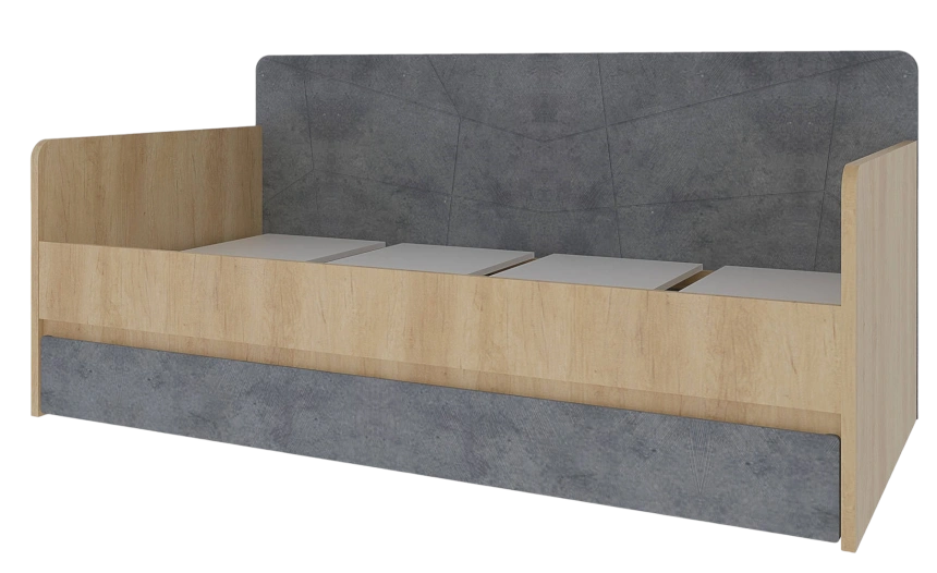 Кровать Киото Дуб небраска/Бетон тёмный