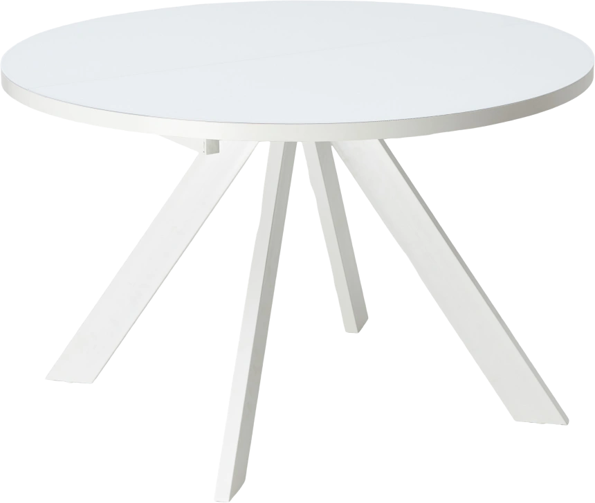 Кухонный стол раздвижной Монтен 120, Белый, стекло, Белый