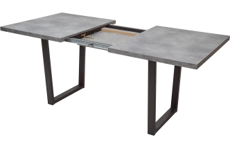 Кухонный стол раздвижной Лофт 160, Бетон Портленд, Черный