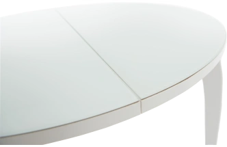 Кухонный стол Ривьера, круг, белый, стекло, каркас белый