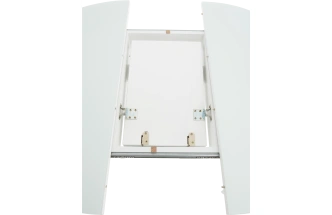 Кухонный стол Ривьера, круг, белый, стекло, каркас белый