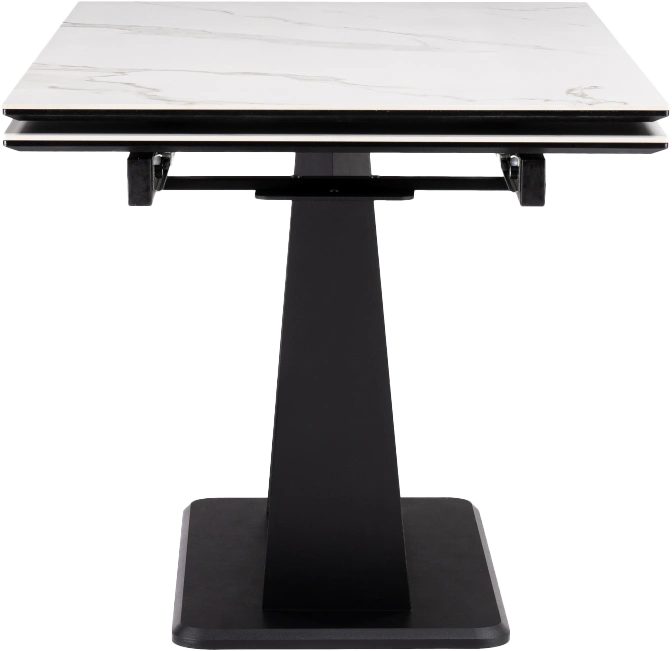 Кухонный стол раздвижной Кели, 140(200), керамика, белый, каркас черный