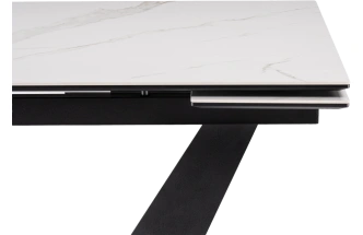 Кухонный стол раздвижной Кели, 140(200), керамика, белый, каркас черный
