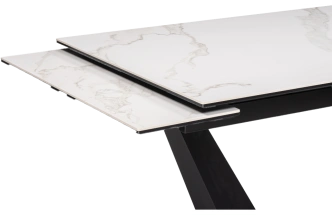 Кухонный стол раздвижной Кели, 140(200), керамика, белый, каркас черный