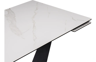 Кухонный стол раздвижной Кели, 140(200), керамика, белый, каркас черный