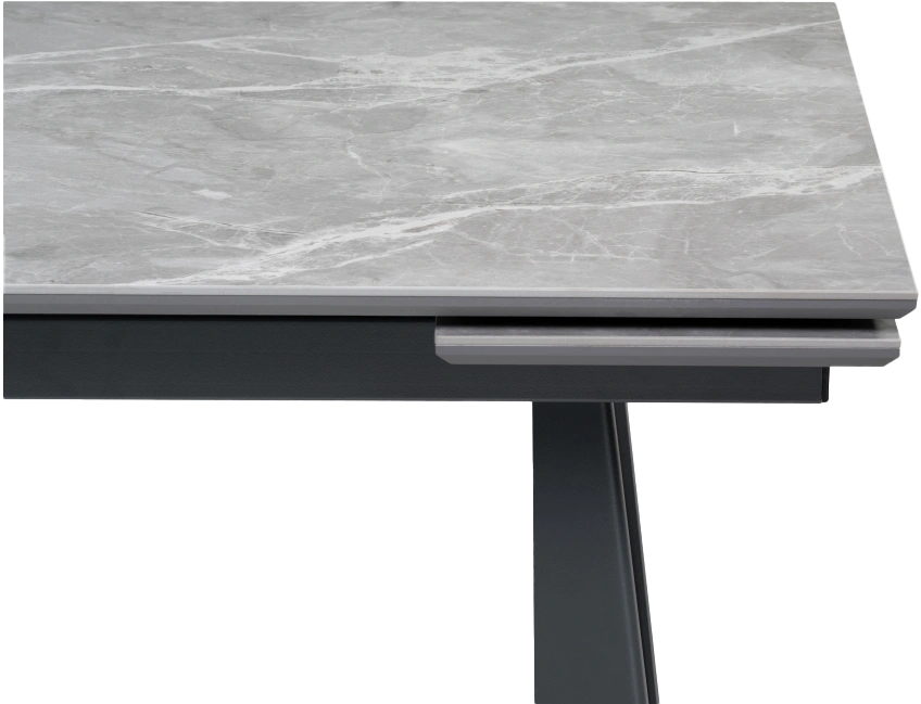 Кухонный стол раздвижной Бэйнбрук 120(180), МДФ, серый мрамор, каркас графит