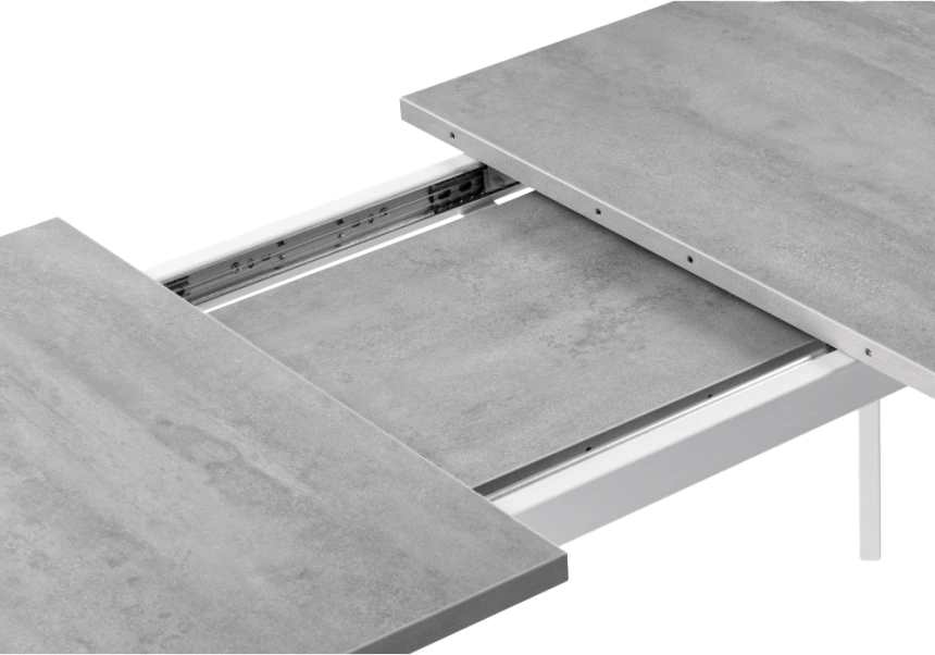 Кухонный стол раздвижной Колон Лофт, 120(160)x75, ЛДСП, бетон, каркас белый матовый