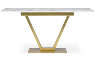 Кухонный раздвижной стол Бугун, 120(160)x80x77, стекло, белый / золото