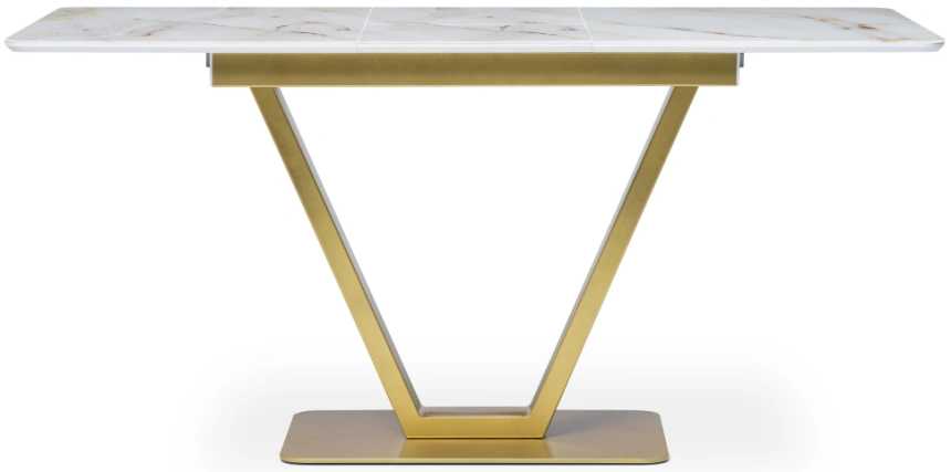 Кухонный раздвижной стол Бугун, 120(160)x80x77, стекло, белый / золото