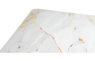 Кухонный раздвижной стол Бугун, 120(160)x80x77, стекло, белый / золото