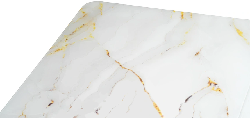 Кухонный раздвижной стол Бугун, 120(160)x80x77, стекло, белый / золото