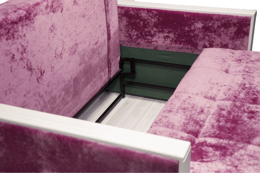 Диван прямой малый Адель 2, ткань Краш 28, декор Рамух белый