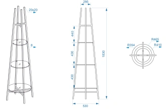 Стеллаж 47ED-00501, со стеклянными полками, золото