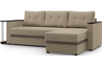 Диван угловой Атланта, модель 110, Savana Camel (бежевый) / ECOstile Chocolate / венге