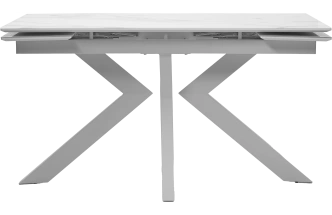 Кухонный стол раздвижной Кентукки 3, 140, белый мрамор, стекло, белый