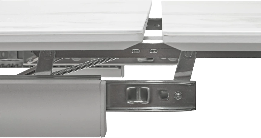 Кухонный стол раздвижной Кентукки 3, 140, белый мрамор, стекло, белый