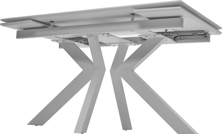 Кухонный стол раздвижной Кентукки 3, 140, белый мрамор, стекло, белый