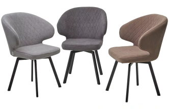 Стул Хилтон, мягкий, поворотный, B22 серый, велюр, черный каркас