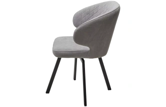 Стул Хилтон, мягкий, поворотный, B22 серый, велюр, черный каркас