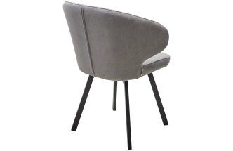 Стул Хилтон, мягкий, поворотный, B22 серый, велюр, черный каркас