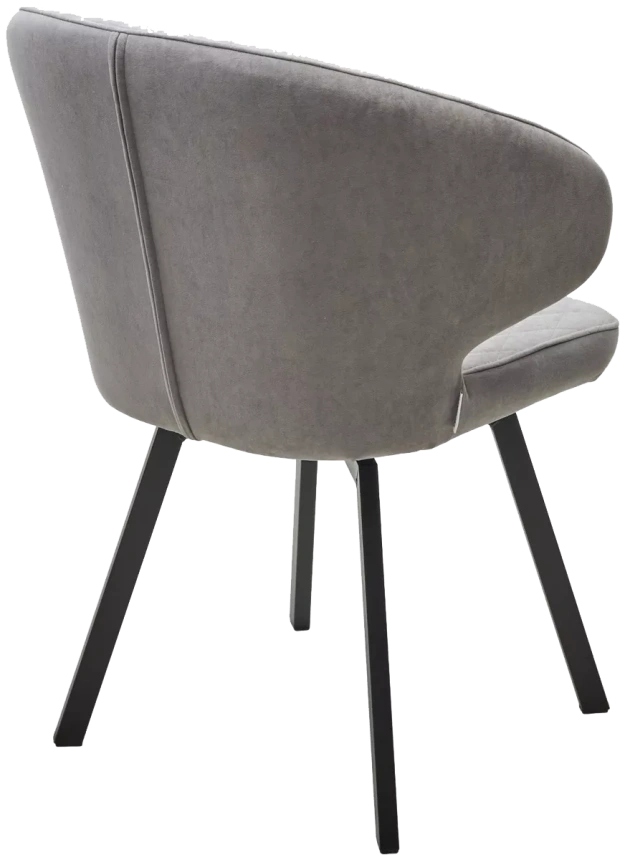 Стул Хилтон, мягкий, поворотный, B22 серый, велюр, черный каркас 