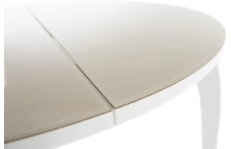 Кухонный стол Ривьера, круг, капучино, стекло, каркас белый