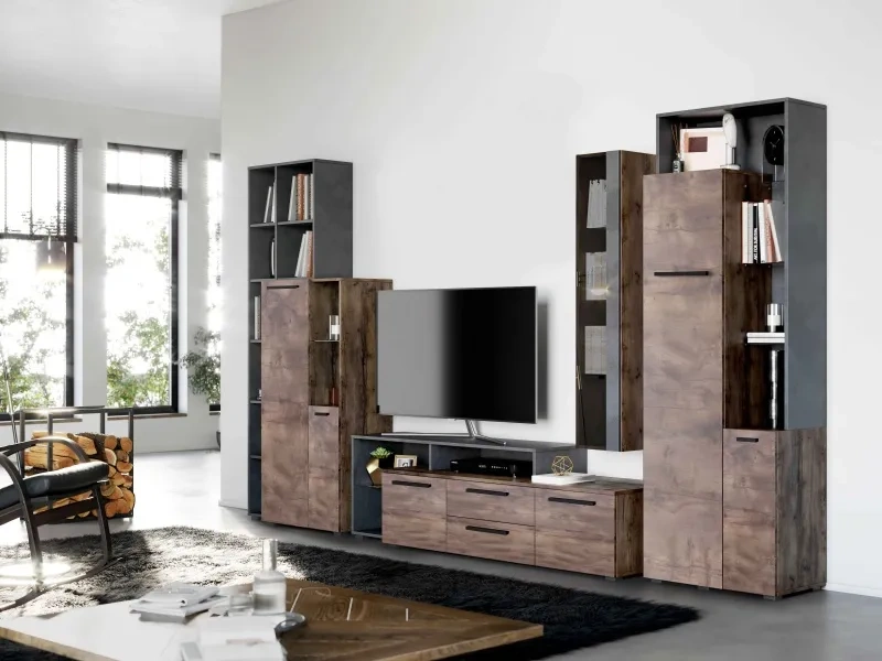 Шкаф двухдверный Глазго, с полками, металл бруклин/ таксония 