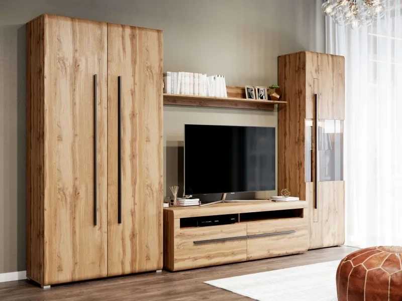 Шкаф двухдверный Ницца, распашной с полками, дуб вотан