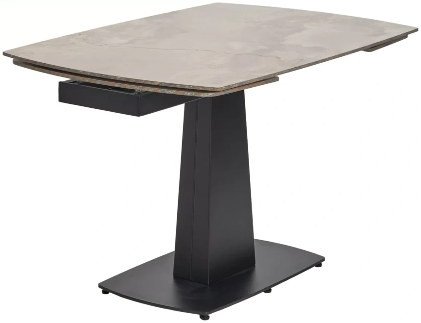 Обеденный раздвижной стол Balde 140, Gloss Amber Jade Solid Ceramic, Black