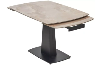 Обеденный раздвижной стол Balde 140, Gloss Amber Jade Solid Ceramic, Black