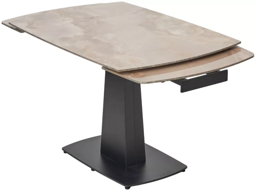 Обеденный раздвижной стол Balde 140, Gloss Amber Jade Solid Ceramic, Black