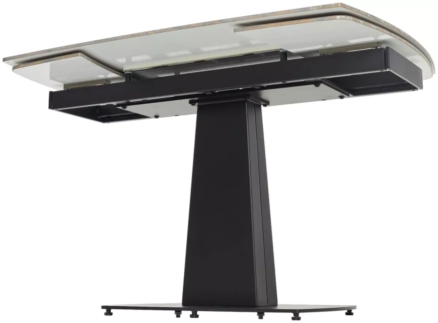 Обеденный раздвижной стол Balde 140, Gloss Amber Jade Solid Ceramic, Black