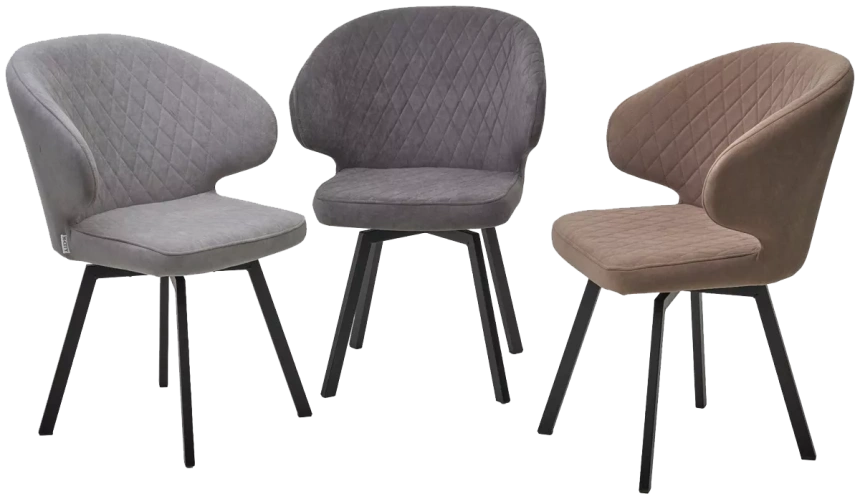 Стул Хилтон, мягкий, поворотный, B28 темно-серый, велюр, черный каркас