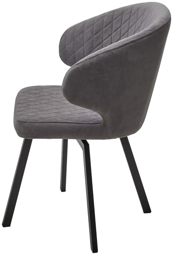 Стул Хилтон, мягкий, поворотный, B28 темно-серый, велюр, черный каркас